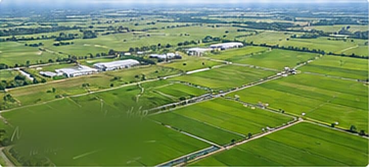 Cánh đồng lúa vi sinh 200ha tại Hòn Đất, An Giang nhìn từ trên cao